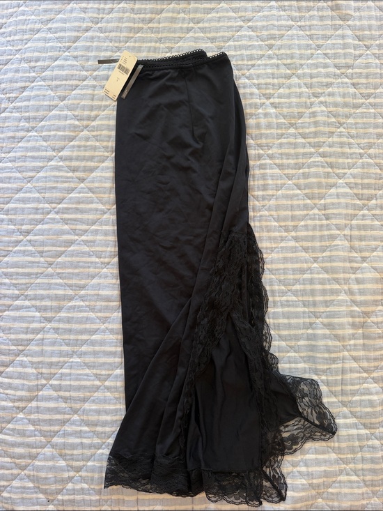 Anthropologie Dresses & Skirts - NWT Anthropologie Black Lace Trim With Side Slits Midi Layering Skirt Size Small